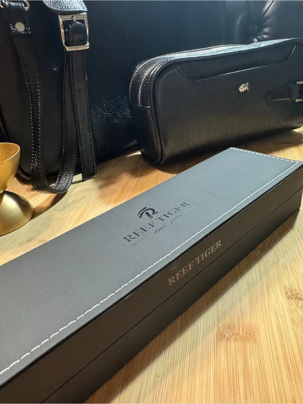 Luxury Genuine leather Business Bag set + watch